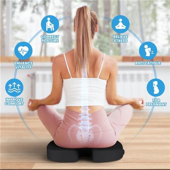 Seat Cushion for Office Chair Memory Foam Non-Slip Cushion Back, Relief Chair - Picture 6 of 8